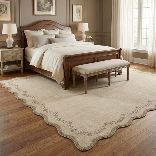 GarveeHome 6x9 Scalloped Area Rug Soft Washable Rug for Living Room Bedroom by GarveeHome