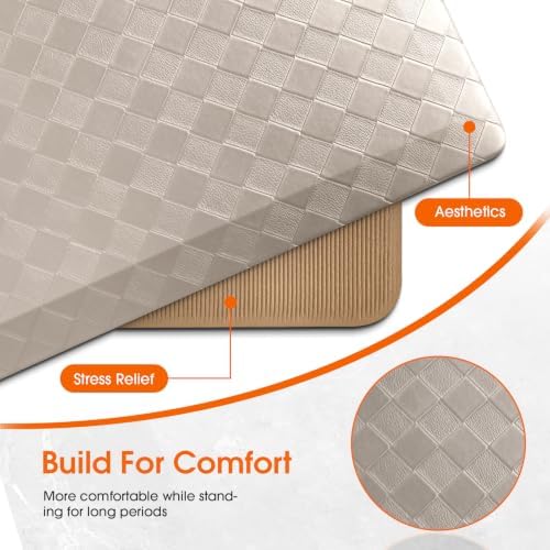 TranquilRelax 4/5 Inch Cushioned Anti Fatigue Kitchen Mats for Floor, Taupe - Image 6