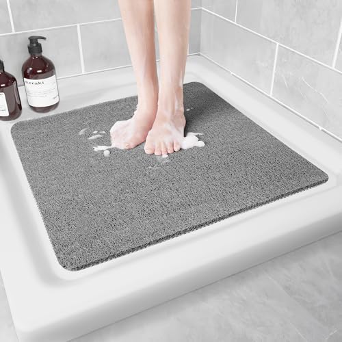 Hargiis Non Slip Shower Mat, Anti Slip Bath Mat, Quick Drying Bath Tub Mats, Foot Scrubber Mat, Anti Slip Mat for Tub, Floor, Bathroom, Home, Kitchen, Hotel (Grey 24”x24”) by Hargiis