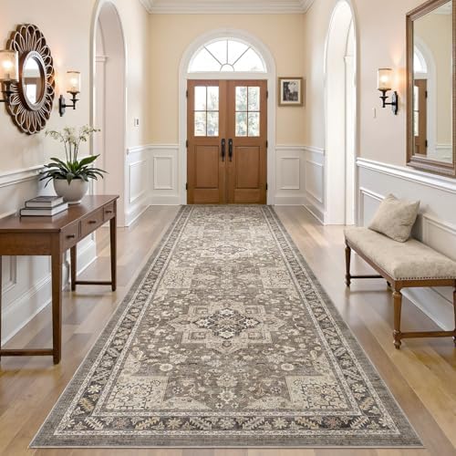 cotiled 3x10 Hallway Runner Rug for Entryway, Non-Slip Vintage, Brown by COTILED