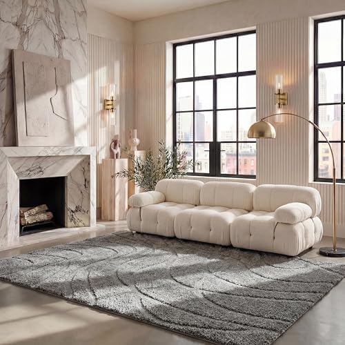 SAFAVIEH Florida Shag Rug 9'x12', Soft Plush Modern Grey SG471-8080 - Image 6