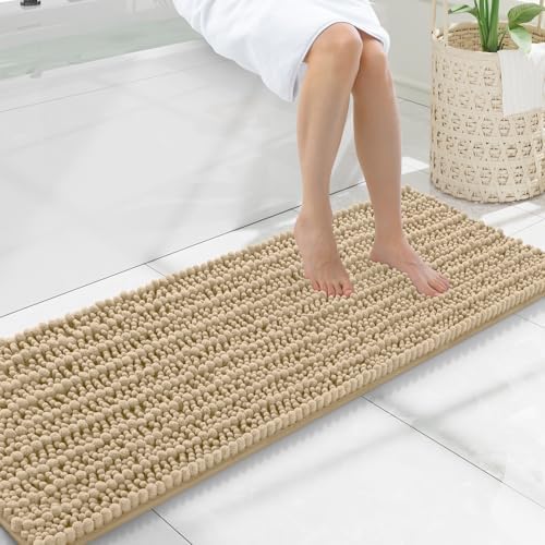 Smiry Bathroom Rugs 47X17, Extra Soft Rubber Backing Chenille Bath Mats by Smiry