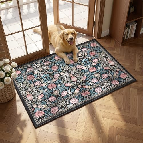 GarveeHome Blue Floral 2.5x8 Runner Rug for Kitchen Hallways - Image 4