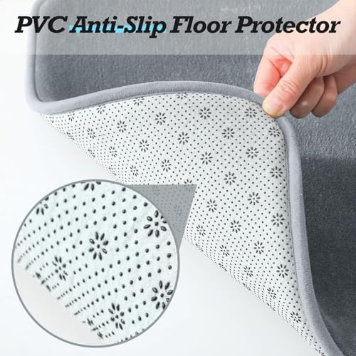 HUXMEYSON Bathroom Rugs Sets 3 Piece, Non-Slip & Quick Dry Bath Mat Set, Ultra Soft Velvet Bath Rugs for Bathroom, Toilet and Shower Floor, Grey - Image 4
