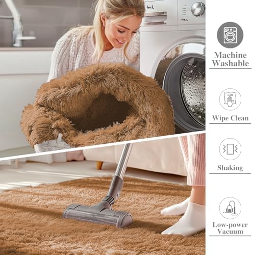 OLANLY 3x5 Machine Washable Small Bedside Rug, Soft Fluffy Shaggy Rugs for Living Room, Bedroom, Indoor Floor Carpet for Kids Girls and Boys, Preppy Dorms, Nursery, Home Decor Aesthetic, Khaki - Image 2
