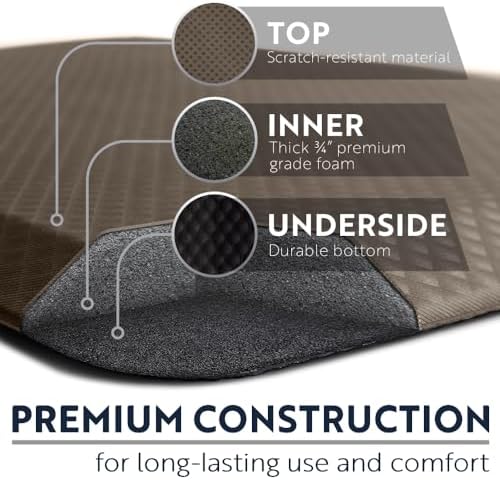 KANGAROO Cushioned Anti Fatigue Kitchen Mats for Floor, 20x48 Cappuccino - Image 6