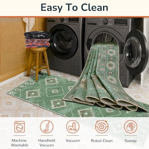 BESTSWEETIE 9'x12' Washable Area Rug for Living Room Bedroom Sage Green - Image 2