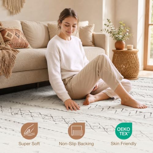 cotiled Boho 5x8 Area Rugs for Living Room: Soft Moroccan Washable Rug - Image 4