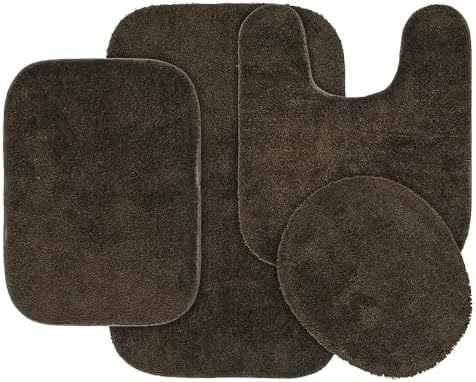 Garland Rug Traditional Bath Rug Set, 4-Piece, Chocolate by Garland+Rug