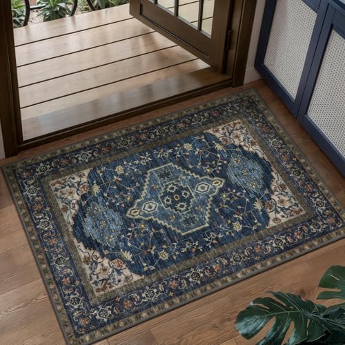 Tangsoo Vintage 2x3 Washable Rugs for Entryway, Non Slip Small Area Rug by Tangsoo