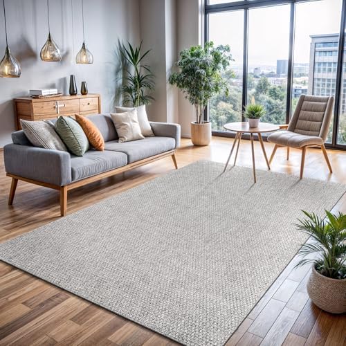 CAMILSON Easy Jute Rug 6x9, Indoor Outdoor Gray Color Farmhouse Area Rugs for Living Room Patio and Kitchen Rug, Solid Boho Woven Design, Easy-Cleaning, Washable Outside Carpet Alfombras (6 x 9) - Image 6