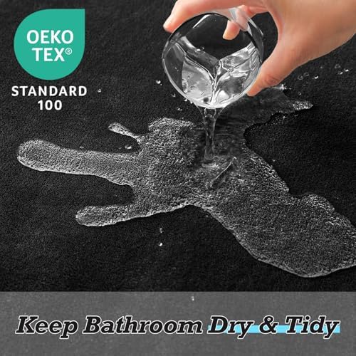 HUXMEYSON Bathroom Rugs Sets 2 Piece, Non-Slip & Quick Dry Bath Mat Set, Ultra Soft Velvet Bath Rugs for Bathroom, Toilet and Shower Floor, Black - Image 4
