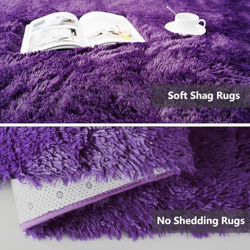 Shag Runner Rug for Bedroom Living Room 2x6 Upgrade Non-Slip Fluffy Soft Bedside Rugs,Purple Shaggy Purple Carpet for Livingroom Dorm Home Decor Aesthetic - Image 6