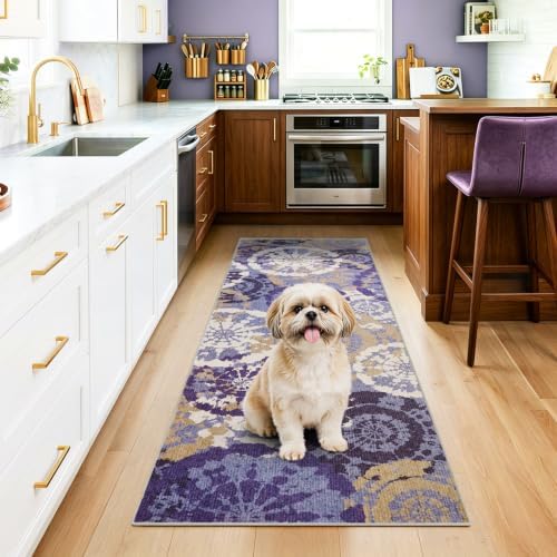 Washable 2x6 Runner Rugs for Hallway, Boho Modern Runner Rug for Kitchen by Quntue