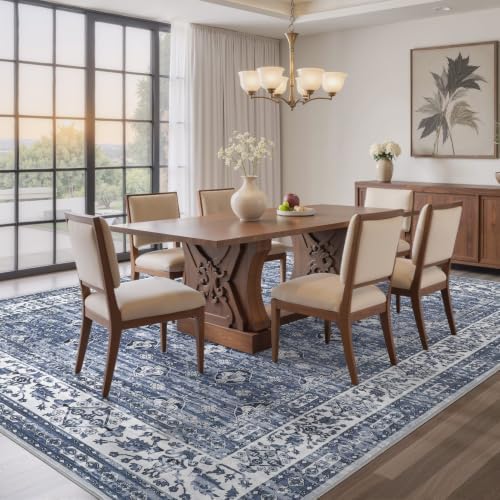 EIEIHOUSE Washable 9x12 Area Rugs for Living Room Faded Misty Blue - Image 3