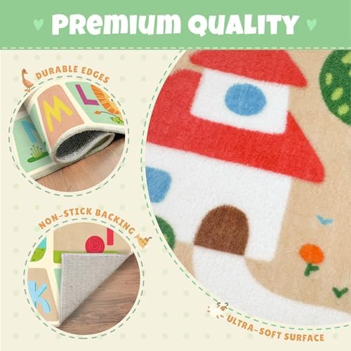 4x6 Preschool Kids Alphabet Rug – Washable ABC Learning Carpet for Toddlers, Educational Playroom Carpet with Fun Letters & Illustrations, Soft Nursery Rug for Reading, Craft, or Floor Play - Image 5