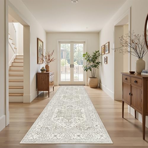 2x6 Runner Rug Non Slip,Neutral Kitchen Entryway Runner Beige Indoor Mat by Befbee