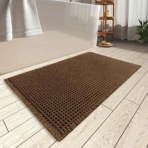 Upgraded Waffle Bath Mat Ultra Absorbent Non Slip Bathroom Mat, 17" x 24" by AMOAMI