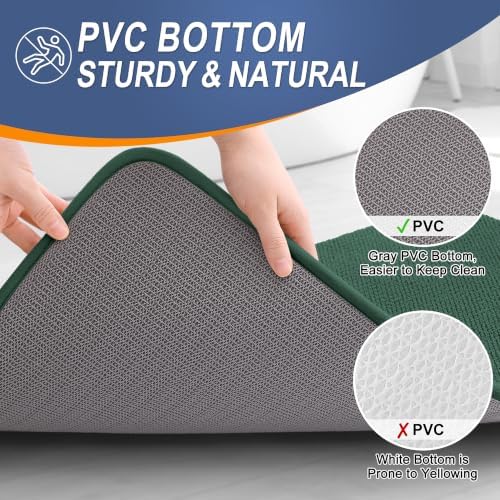 OLANLY Memory Foam Bathroom Runner Rugs 47x17, Long Mats, Blackish Green - Image 4