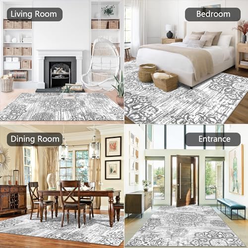 HEBE Area Rug for Living Room 6'x9', Washable Non Slip Boho Bedroom Rug - Image 5