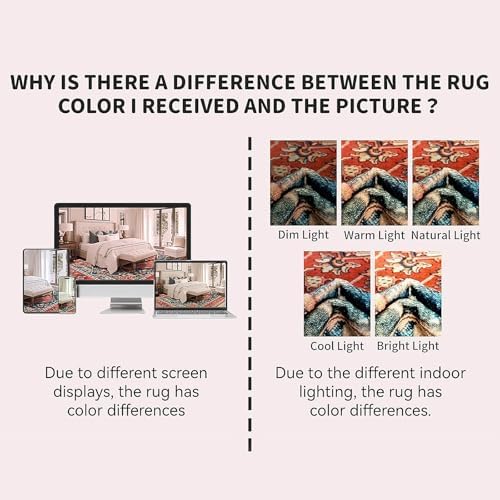 YJ.GWL Area Rugs for Living Room 6x9 Machine Washable Rugs, Non Slip Floral Vintage Rug Indoor Carpet, Stain Resistant Large Rug for Bedroom Dining Room, Red Green - Image 4