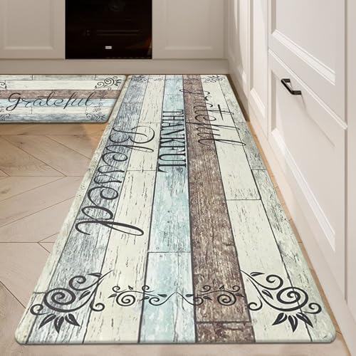 HEBE Anti Fatigue Kitchen Mat Set of 2, Cushioned Kitchen Mats for Floor by HEBE