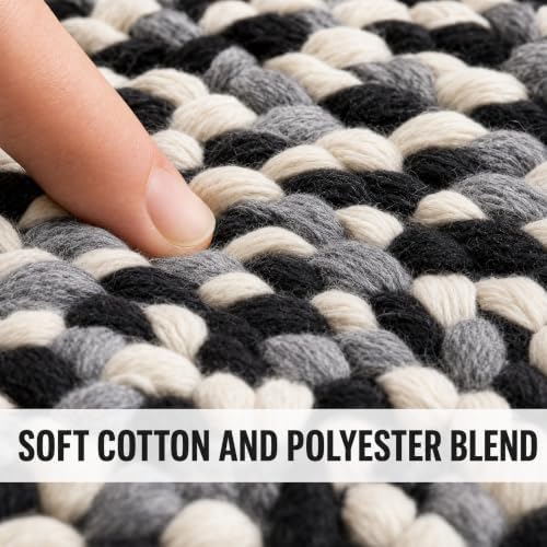 3X5ft Country Cottage Black/Gray Braided Rug - Farmhouse Rug for Entryway - Image 4