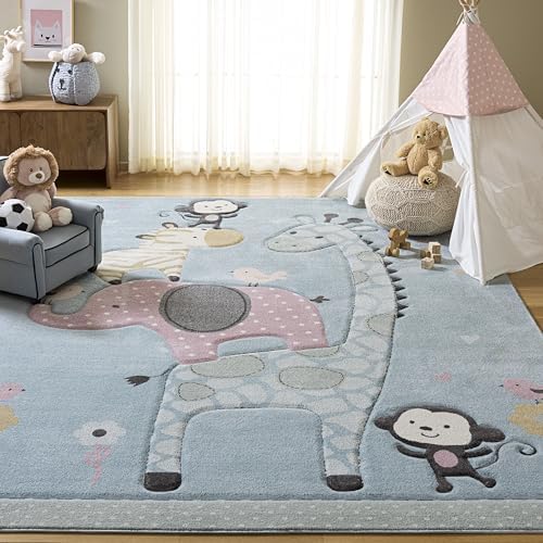 SAFAVIEH Carousel Kids Area Rug 8'x10', Modern Blue CRK120K by Unknown