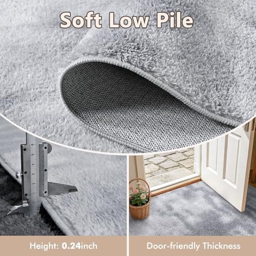 2x6 Tie-dye Light Grey Runner Rug Washable Non-Slip for Kitchen Hallway - Image 5