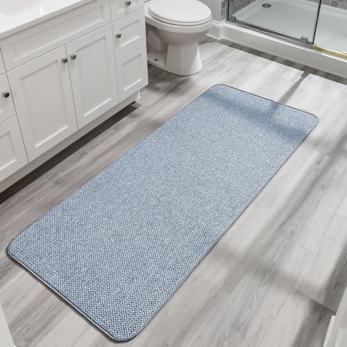 Bosap Bath Mat,Ultra Thin Bathroom Runner Rugs,Large Bath Mats for Bathroom,Quick Dry,Non-Slip,Machine Washable,Low Pile,Bath Rug,Shower Outside,Sink,Home Decor Accessories.Blue,3'x4'(36x48inch) by BosapDirect