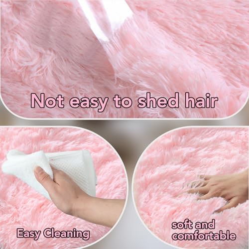 Topmaxcs Pink Fluffy Area Rugs 4x6: Furry Cute Bedroom Rugs - Image 5