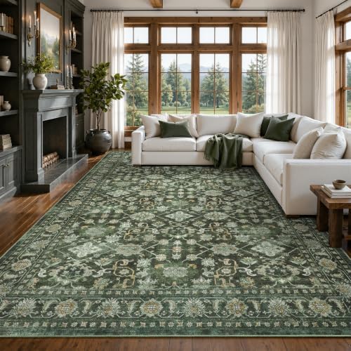 DCX Distressed Vintage Washable 9x12 Area Rug by DCXWashableRug