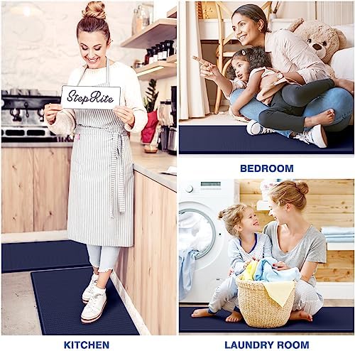 StepRite Kitchen Mats for Floor, 2-Piece Anti-Fatigue Kitchen Rugs, Blue - Image 6