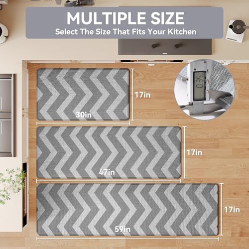 YDKGL Kitchen Rugs Non Slip Washable Kitchen Mats for Floor, Super Absorbent Oil and Water Linen-Look Woven Runner Rug, Kitchen Sink Mat Standing Mat, Gray 17"x47" - Image 2