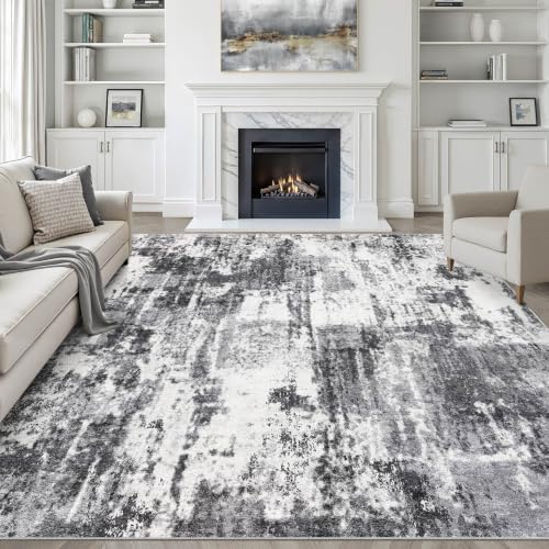 LOONGRUG 9x12 Area Rug Washable Neutral Modern Living Room Rug Black White by LOONGRUG