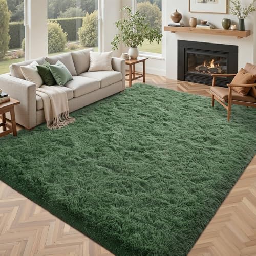 Green Area Rugs for Bedroom Fluffy 4x6 Shag Rug,Plush Living Room Grass Carpet for Kids Teens Indoor Classroom Home Decor Aesthetic - Image 2
