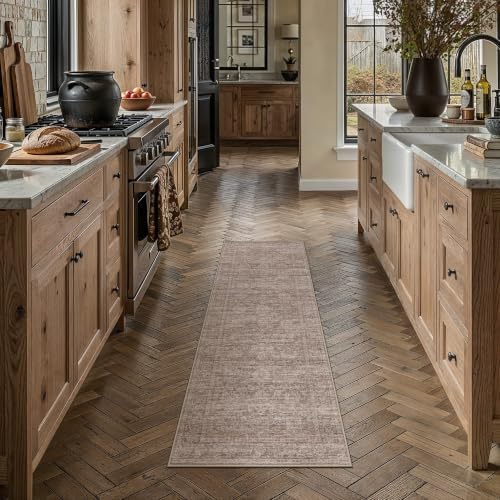 HUGEAR Brown Runner Rug 2x6 Washable Neutral Rug for Hallway by HUGEAR