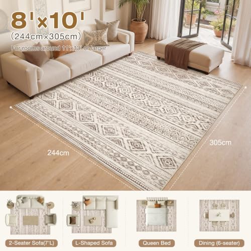 cotiled Boho 8x10 Area Rugs for Living Room: Large Moroccan Washable Rug - Image 2