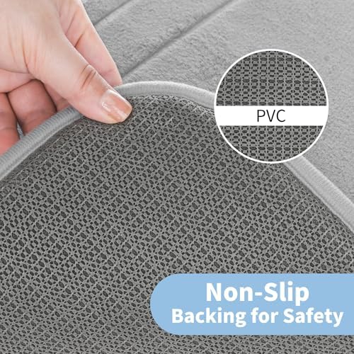 Cupic Cupid Super Soft Memory Foam Bath Mat, Grey Bathroom Toilet Rugs U Shaped, Non Slip Bath Mats for Bathroom Floor, Machine Washable Rugs for Toilet, Quick Dry Bath Carpet, U-Shaped 24" x 20" - Image 4