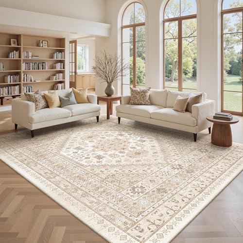 zesthome 9x12 Area Rugs for Living Room,Large Washable Rug,Beige - Image 4