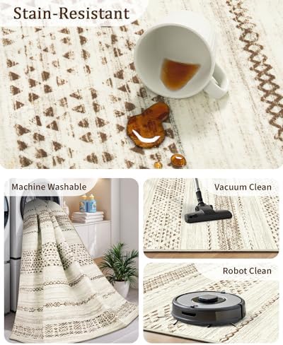 Miukiki 8x10 Area Rug for Living Room, Washable Soft Non Slip Rug Brown - Image 4
