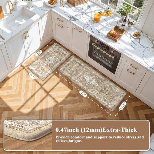 Collive Kitchen Rugs Sets of 2, Boho Kitchen Mat Cushioned Anti Fatigue - Image 2