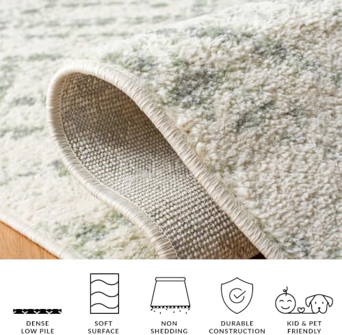 SAFAVIEH Adirondack Collection Area Rug - 4' Round, Ivory & Green, Modern Diamond Distressed Design, Ideal for High Traffic Areas in Living Room, Bedroom, Dining (ADR131X-4R) - Image 6