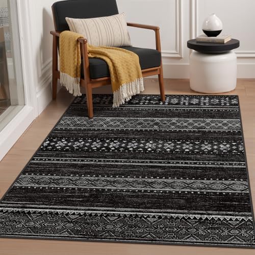 4x6 Washable Area Rugs for Living Room Boho Bedroom Rug Black/White - Image 6