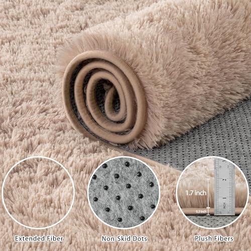 9x12 Area Rug for Living Room,Beige Fluffy Shag Non-Slip Bedroom Rugs - Image 6