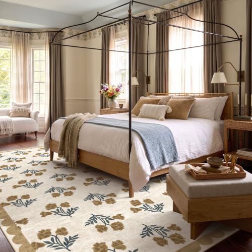 Beige 9x12 Area Rug for Living Room, Soft Washable Boho Bedroom Rug - Image 7