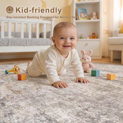 kakania Washable 9x12 Area Rug for Living Room: Abstract Modern Home Decor - Image 6