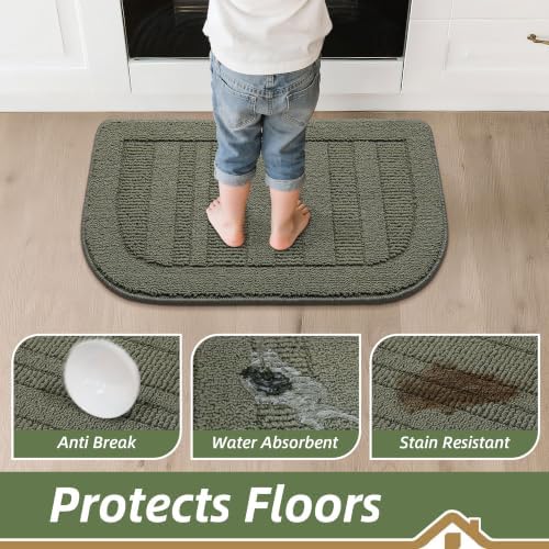 BEQHAUSE 24x40 Inch Kitchen Rugs Non Slip Washable Kitchen Sink Rug, Green - Image 4