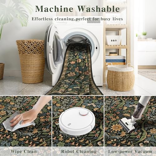 2x5 Floral Runner Rug for Kitchen Washable Hallway Runner Rug - Image 7