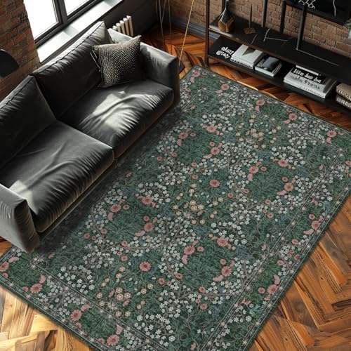 5x7 Washable Area Rugs for Living Room Soft Carpet (Green) by Unknown